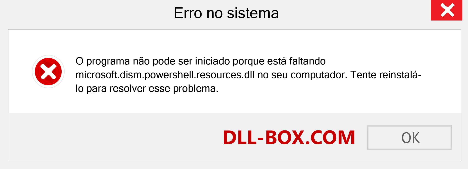 Arquivo microsoft.dism.powershell.resources.dll ausente ?. Download para Windows 7, 8, 10 - Correção de erro ausente microsoft.dism.powershell.resources dll no Windows, fotos, imagens